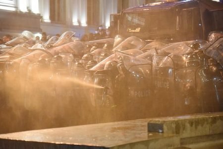 Protesters clash with police in Georgia over contentious ‘foreign agents’ law